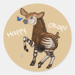 Happy Okapi! Classic Round Sticker