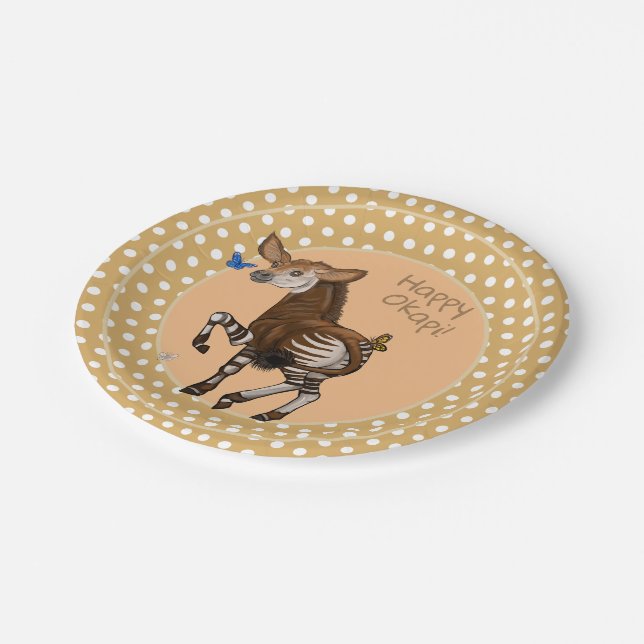 Happy Okapi!  Paper Plate (Angled)