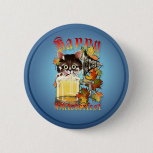 Happy Oktoberfest Beer Kitty Buttons