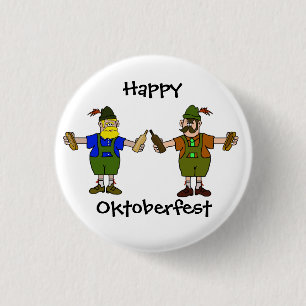Happy Oktoberfest Button - Beer & Bratwurst
