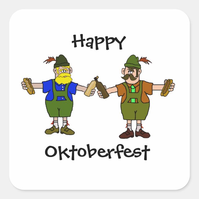 Happy Oktoberfest  Stickers - Beer & Bratwurst (Front)