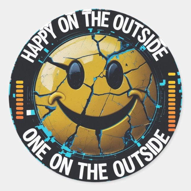Happy on the Outside Emoji Sticker | Fun & Relatab (Front)