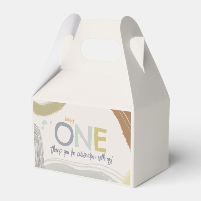 Happy One First Birthday boy Favour Boxes (Back Side)