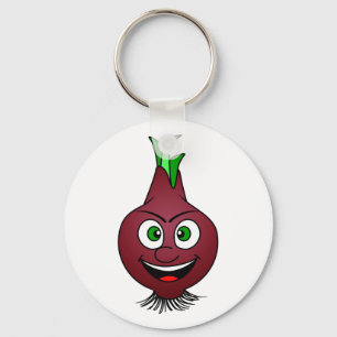 Happy Onion Vegan Vegetable Illustration Keychain