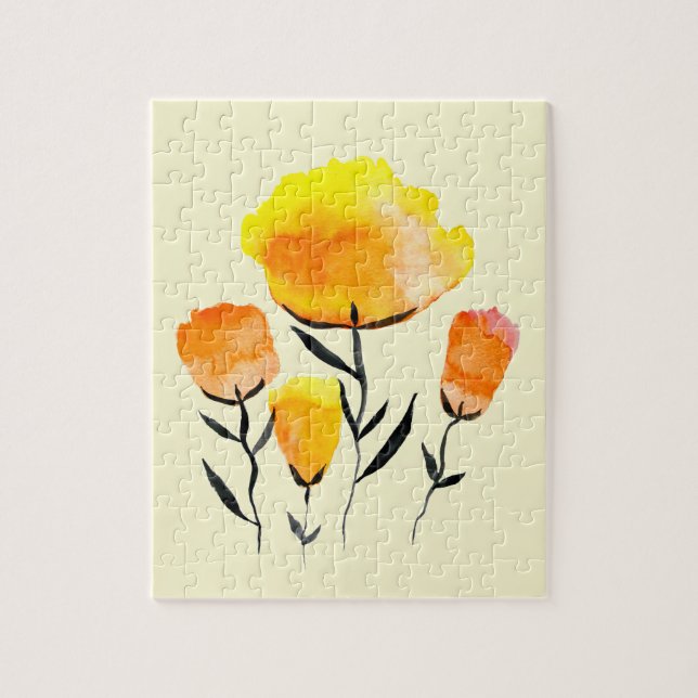 Happy orange and yellow flowers jigsaw puzzle (Vertical)