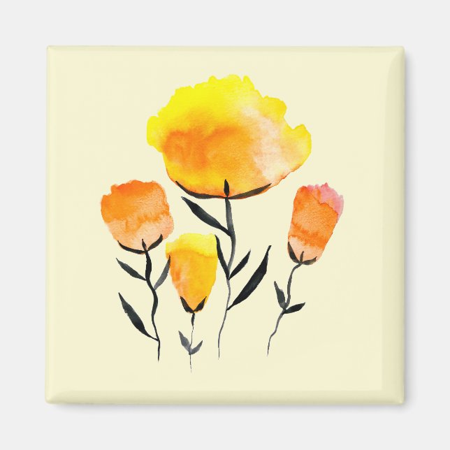Happy orange and yellow flowers magnet (Front)