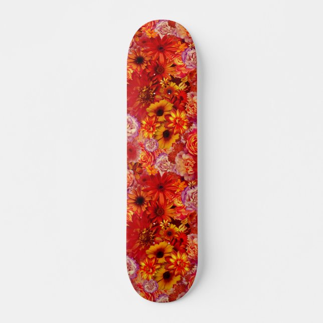 Happy Orange Flower Field Garden Skateboard (Front)