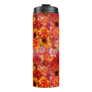 Happy Orange Flower Field Garden Thermal Tumbler