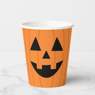 Happy Orange Pumpkin Smile Halloween Paper Cups