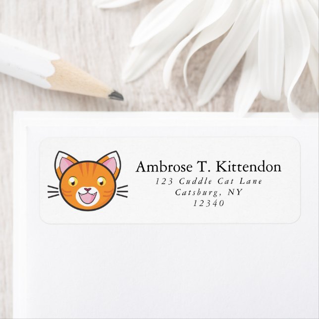 Happy Orange Striped Tabby Kawaii Cartoon Visage d (En situation)