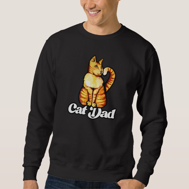 Happy Orange Tabby Cat Dad Sweatshirt (Front)