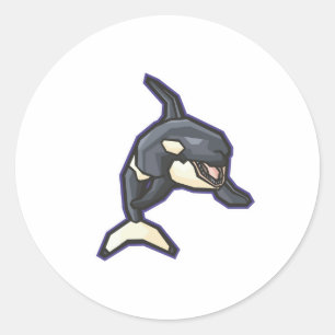 happy orca killer whale classic round sticker