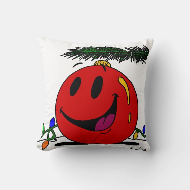 Happy Ornament Pillow - Black (Front)