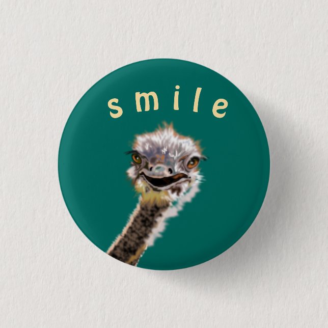 Happy Ostrich - Add Your Colour / Text 1 Inch Round Button (Front)