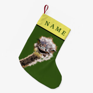 Happy Ostrich - Customizable - Add Name Small Christmas Stocking