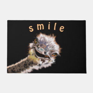 Happy Ostrich Funny Doormat Smile - Custom Text