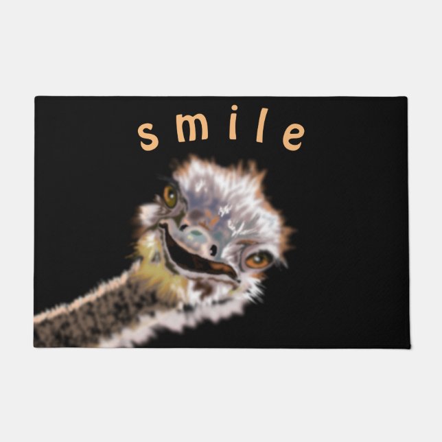Happy Ostrich Funny Doormat Smile - Custom Text (Front)