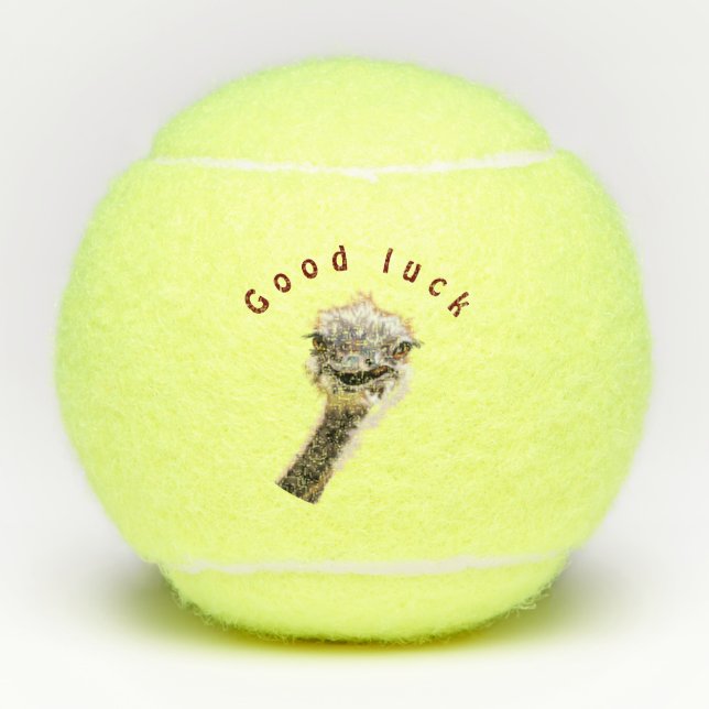 Happy Ostrich - Good luck Tennis Balls (Front)