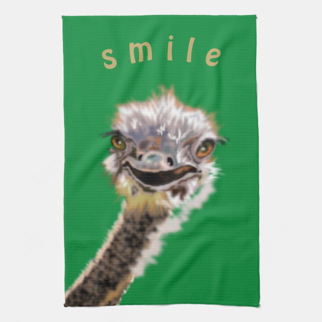 Happy Ostrich Kitchen Towel (Vertical)