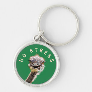 Happy Ostrich No Stress  Keychain Your Color /Text