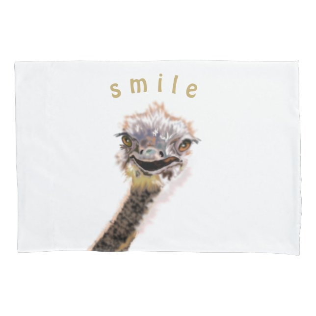 Happy Ostrich Pillowcase (Front)