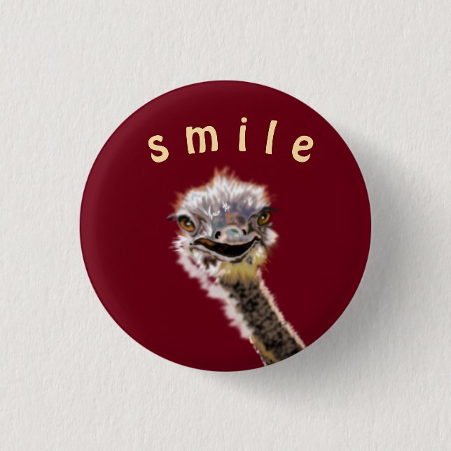 Happy Ostrich - Smile - Add Your Colour 1 Inch Round Button (Front)