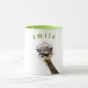 Happy Ostrich - Smile - Painting - Fun Custom Text Mug