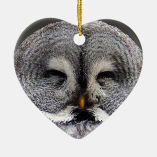 Happy Owl Ceramic Ornament (Front)