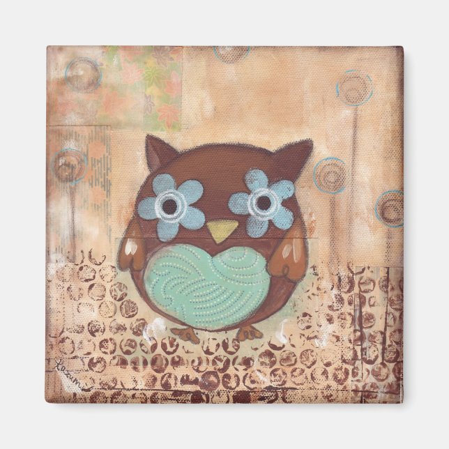 Happy Owl Magnet (Front)