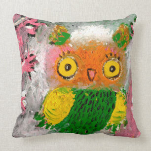 Happy owl throw pillow
