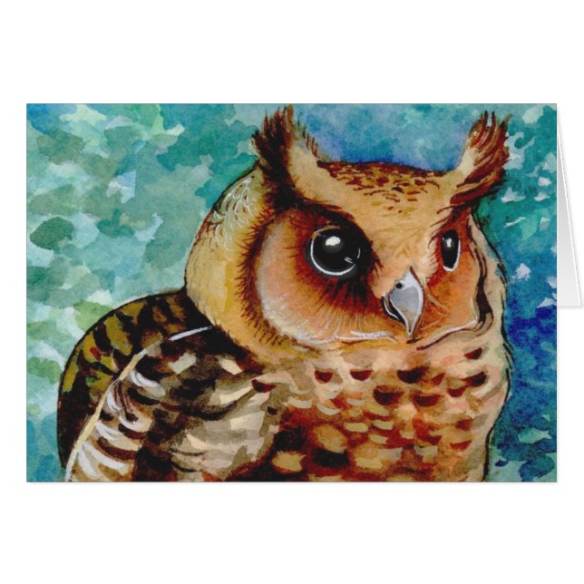 Happy Owl Watercolor (Front Horizontal)