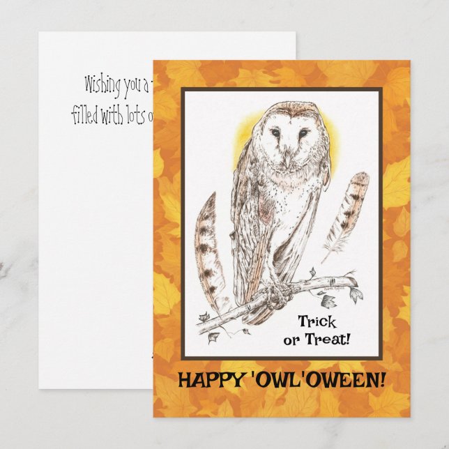 Happy "Owl'oween Flat Hallowen Card (Front/Back)