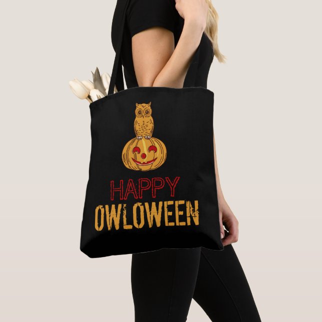 Happy Owloween, Halloween Tote Bag (Close Up)