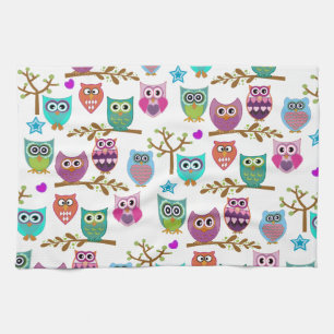happy owls kitchen towel