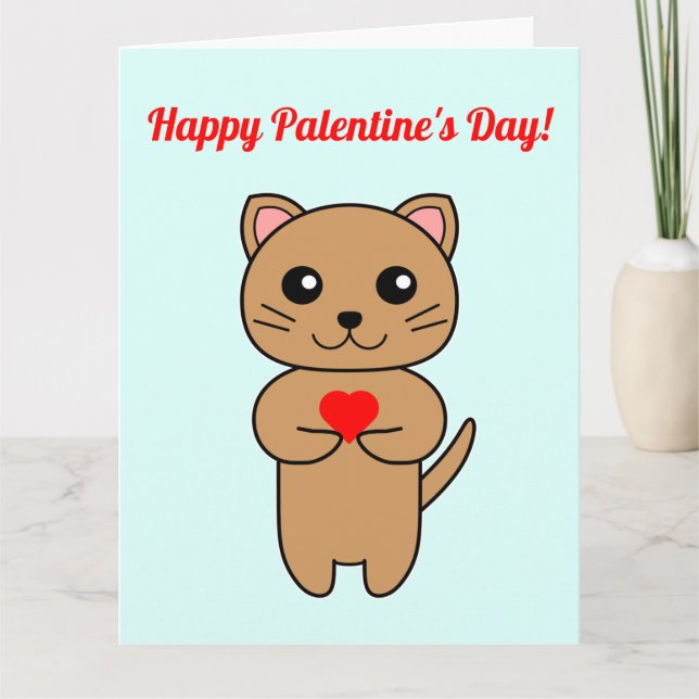 Happy Palentine's Day! - Blue Background Card (Front)