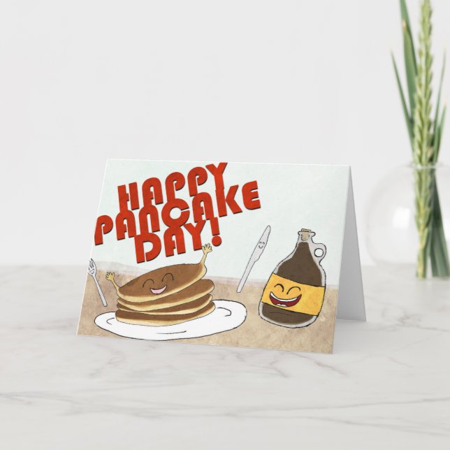 Happy Pancake Day! Cartoon design. Card (Front)