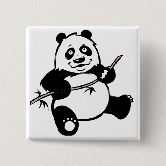 Happy Panda Bear 2 Inch Square Button (Front)