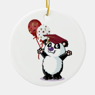 Happy Panda Bear Graduate Ceramic Ornament