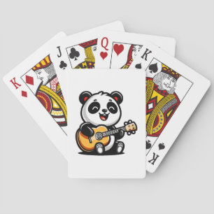 Happy Panda Guitarist - Cute Acoustic Music Design Playing Cards