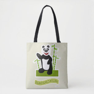 Happy  Panda-monium Panda Bear Cartoon Tote Bag