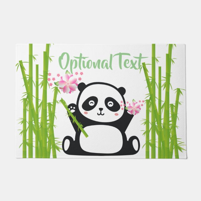Happy Panda with Bamboo & Cherry Blossom   Doormat (Front)