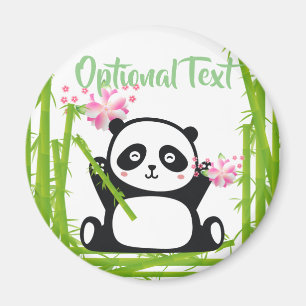Happy Panda with Bamboo & Cherry Blossom Magnet
