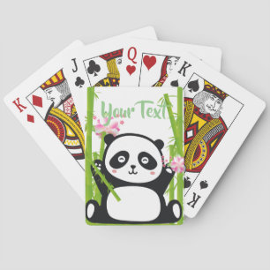 Happy Panda with Bamboo & Cherry Blossom Playing Cards