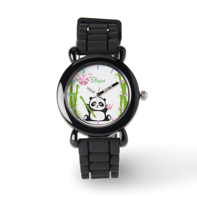 Happy Panda with Bamboo & Cherry Blossom  Watch (Front)