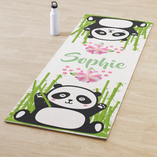 Happy Panda with Bamboo & Cherry Blossom  Yoga Mat (In Situ)