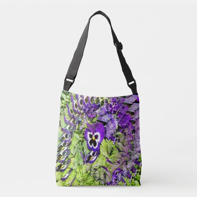 Happy Pansies.... Crossbody Bag (Front)