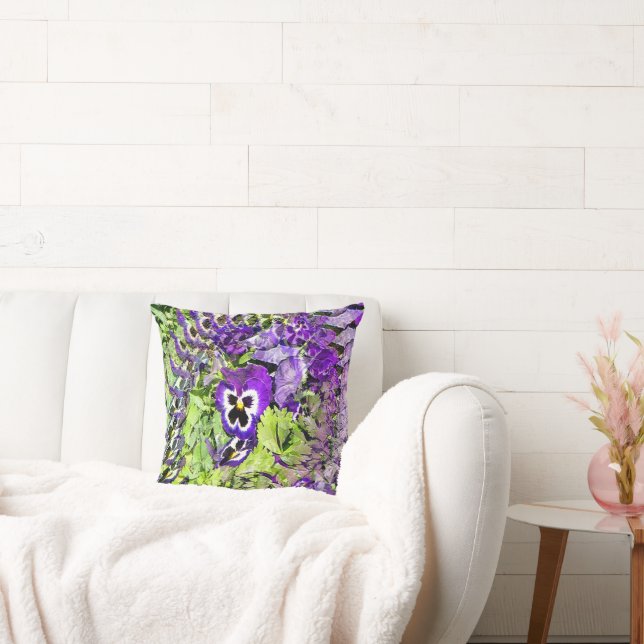 Happy Pansies.... Throw Pillow (Couch)