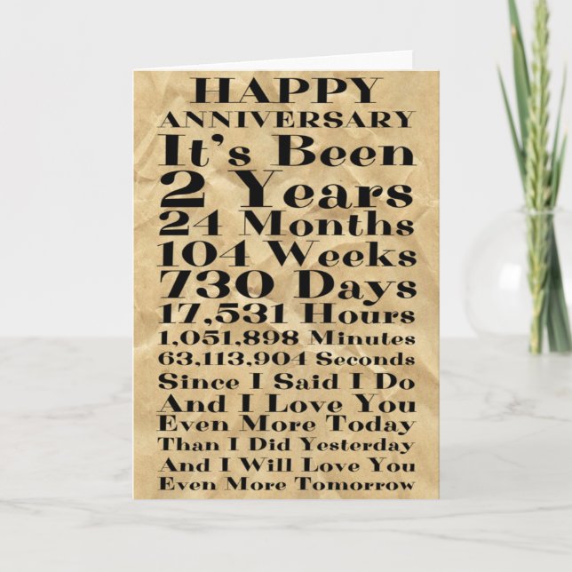 Happy Paper 2nd Wedding Anniversary Card (Front)