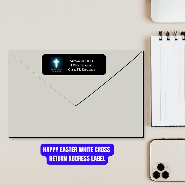 Happy Pâques White Cross Adresse de retour (Happy Easter White Cross Return Address Label)