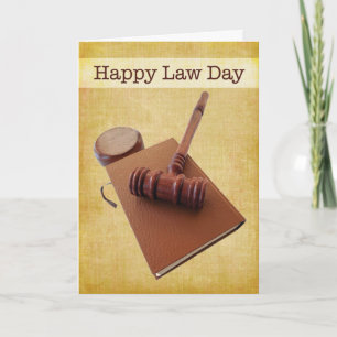 Happy Paralegal Day Gavel & Book on Brown Card